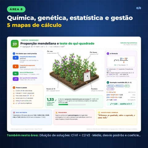 Área 8, Química, genética, estatística e gestão, 5 mapas de cálculo: exemplo Qui-quadrado e proporção mendeliana